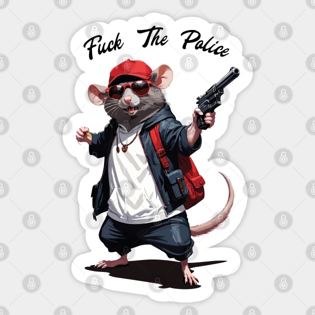 Fuck The Police - Gangsta Rat Sticker by Trendsdk